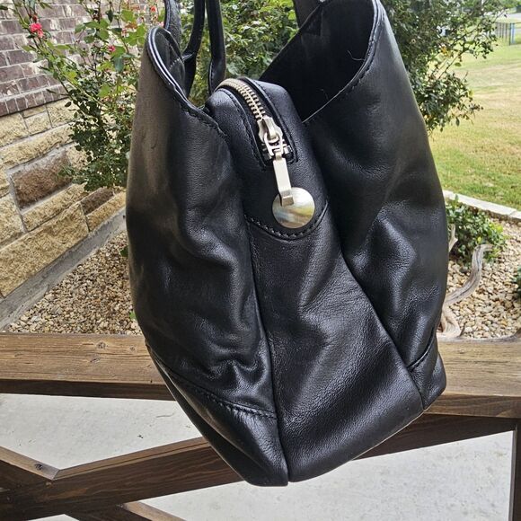 J. Jill Black Genuine Leather Hand Bag Tote Purse Authentic Classic Minimalist - Picture 3 of 8